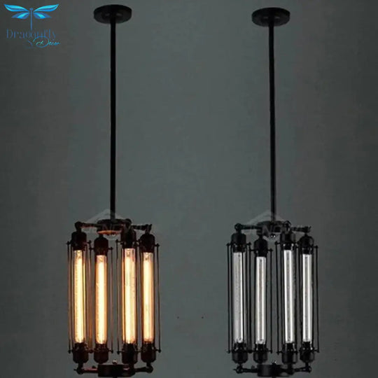Retro Vintage 4 Heads Steam Pipe Ceiling Pendant Lamp E27 Lights Loft Restaurant Master Bedroom