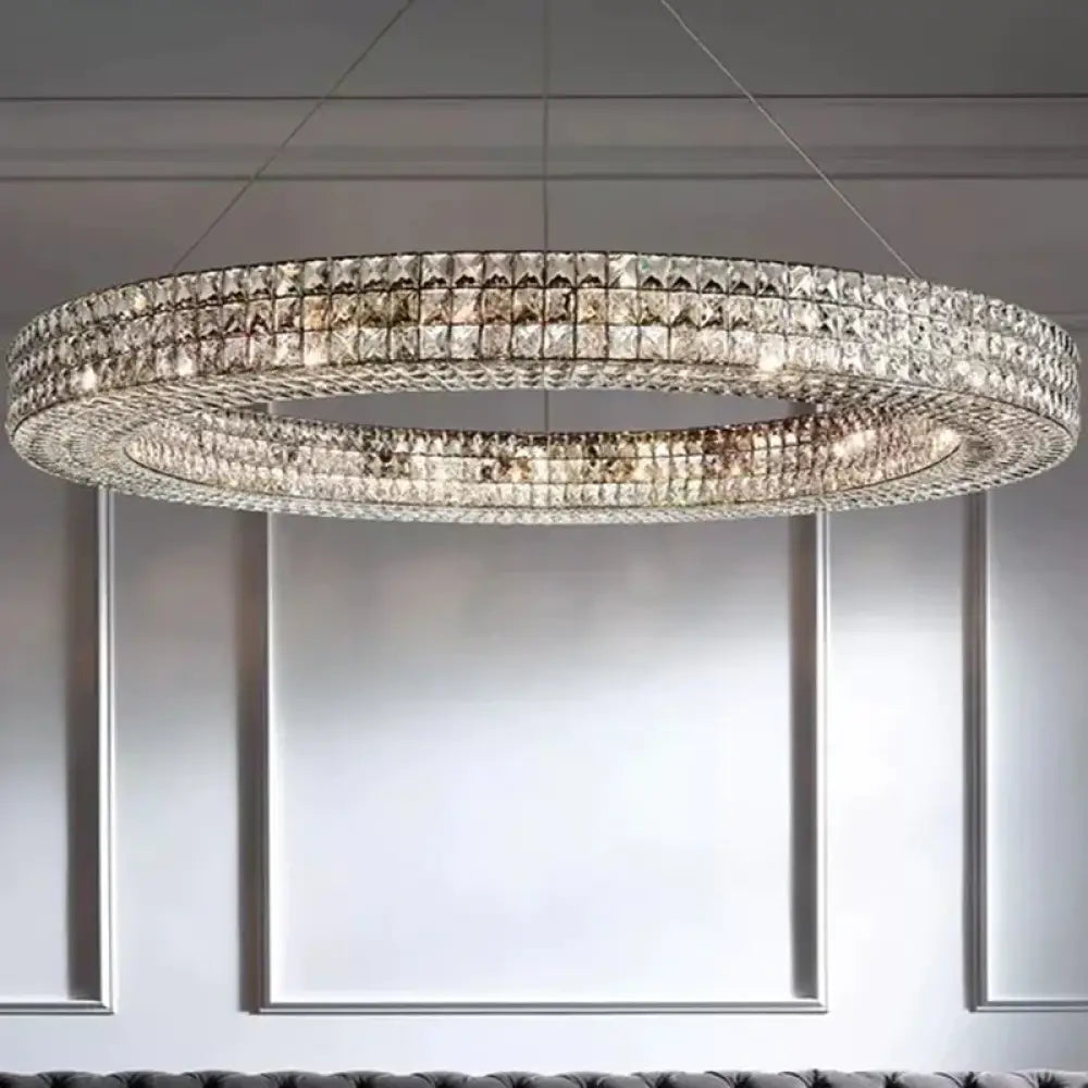 Ring Clear K9 Crystal Ceiling Pendant Light Simple 8/9 Heads Living Room Chandelier 9 /