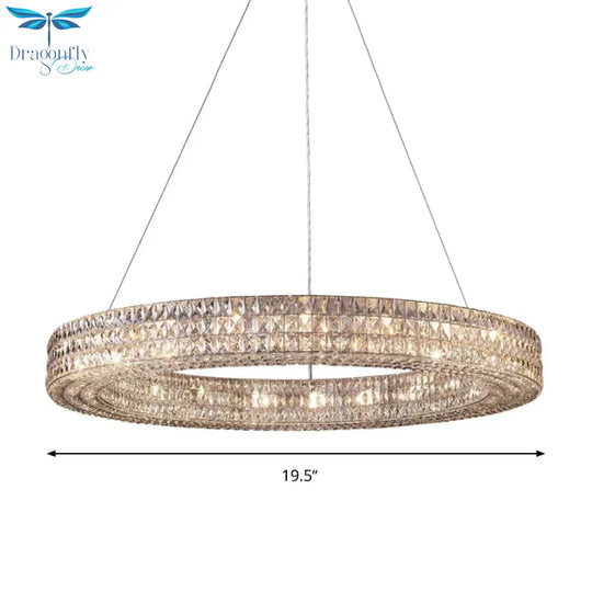 Ring Clear K9 Crystal Ceiling Pendant Light Simple 8/9 Heads Living Room Chandelier