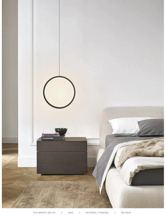 Ring Pendant Light Minimalist /Creative /Personality Bedroom Bedside Led Lights Long Line Hanging
