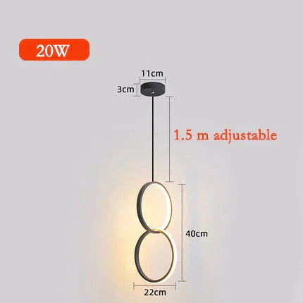 Ring Pendant Light Minimalist /Creative /Personality Bedroom Bedside Led Lights Long Line Hanging