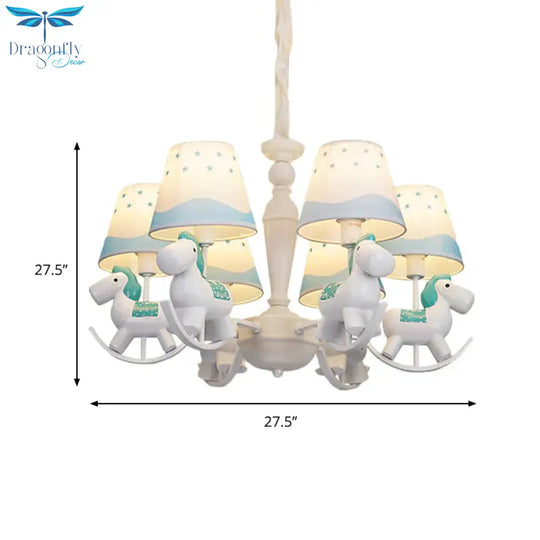 Rocking Horse Pendant Light Fixture Fabric And Metal Hanging Chandelier For Bedroom
