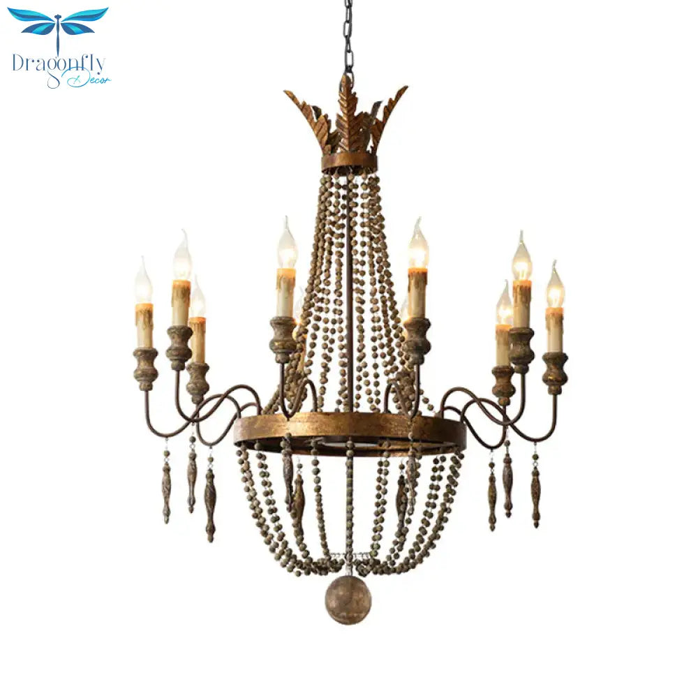 Rust Spur Empire Chandelier Traditional Metal 8/10 Bulbs Pendant Light Fixture For Living Room