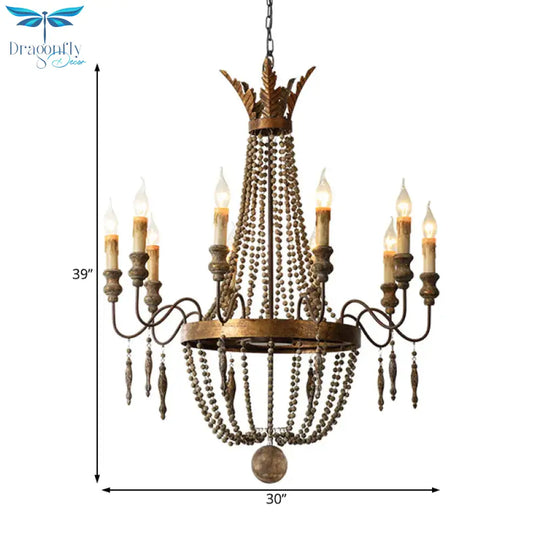 Rust Spur Empire Chandelier Traditional Metal 8/10 Bulbs Pendant Light Fixture For Living Room