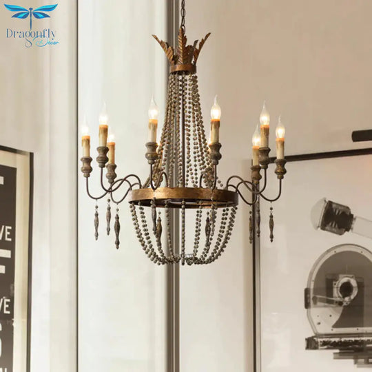 Rust Spur Empire Chandelier Traditional Metal 8/10 Bulbs Pendant Light Fixture For Living Room