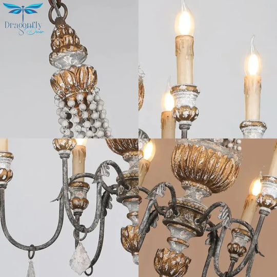 Rust Sputnik Chandelier Lamp Retro 6 Heads Metal Ceiling Pendant Light With Flat Drop For Living