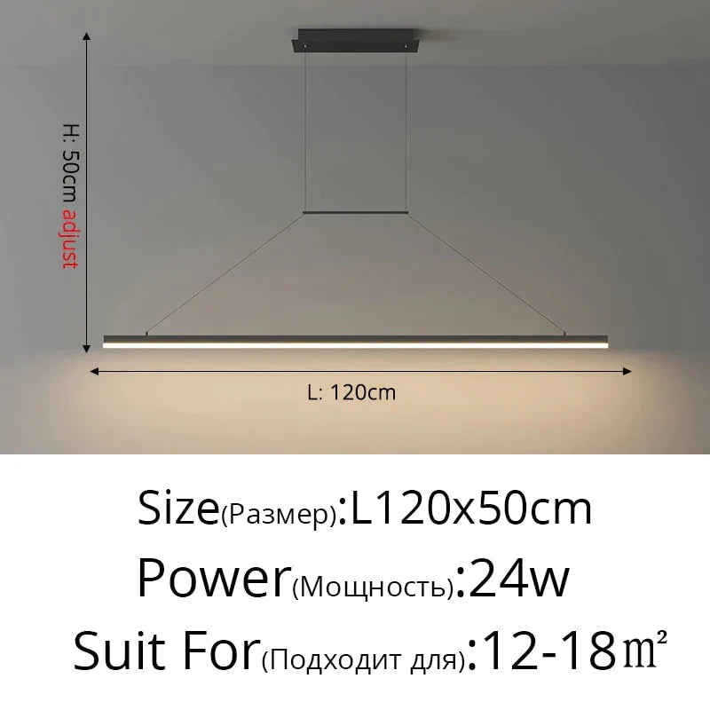 Salix V - Modern Minimalist Led Dimmable Bar Pendant Light Black B 120Cm / With Remote Pendant