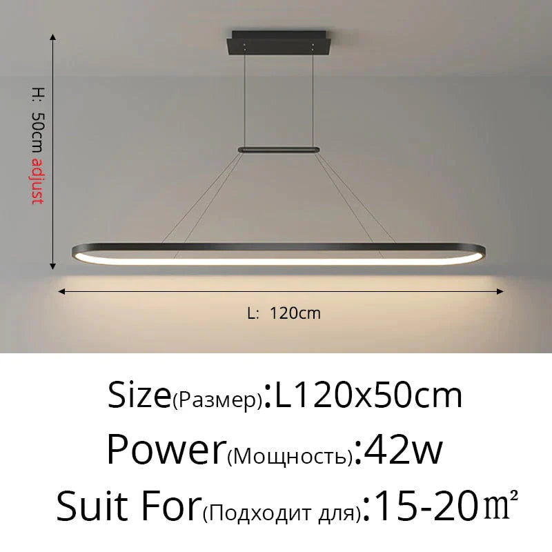 Salix V - Modern Minimalist Led Dimmable Bar Pendant Light Black C 120Cm / With Remote Pendant