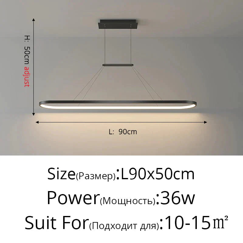 Salix V - Modern Minimalist Led Dimmable Bar Pendant Light Black C 90Cm / With Remote Pendant