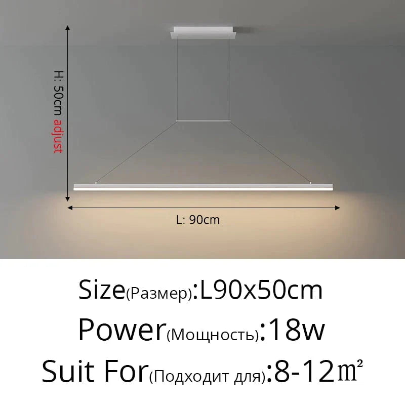 Salix V - Modern Minimalist Led Dimmable Bar Pendant Light White B 90Cm / With Remote Pendant