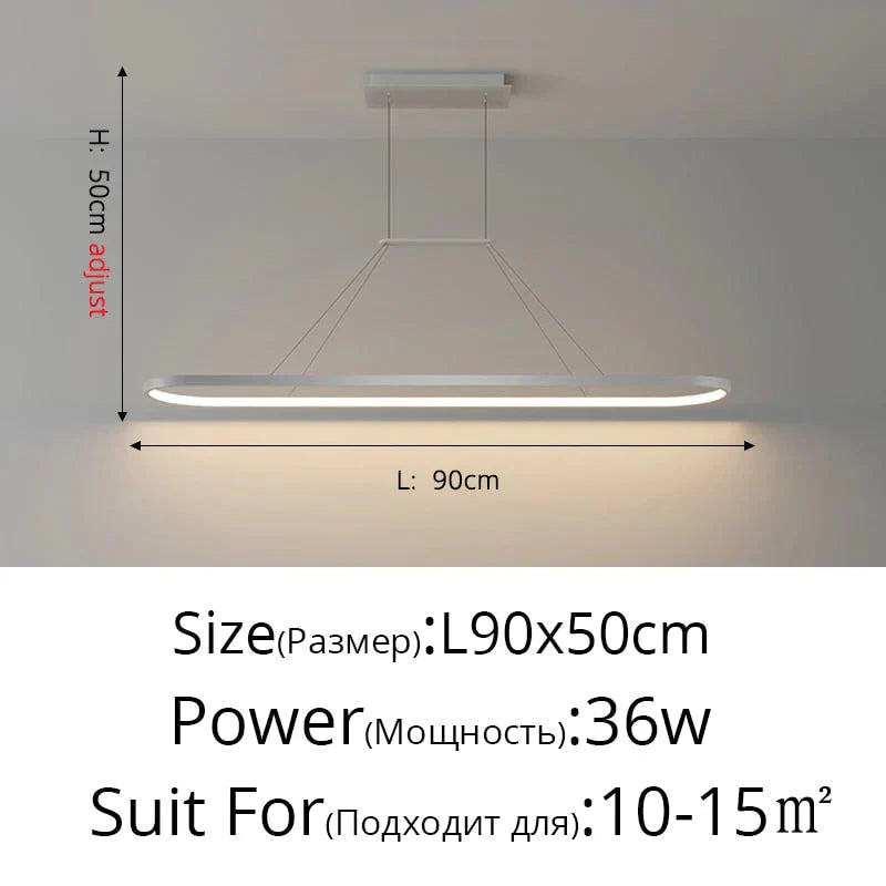 Salix V - Modern Minimalist Led Dimmable Bar Pendant Light White C 90Cm / With Remote Pendant