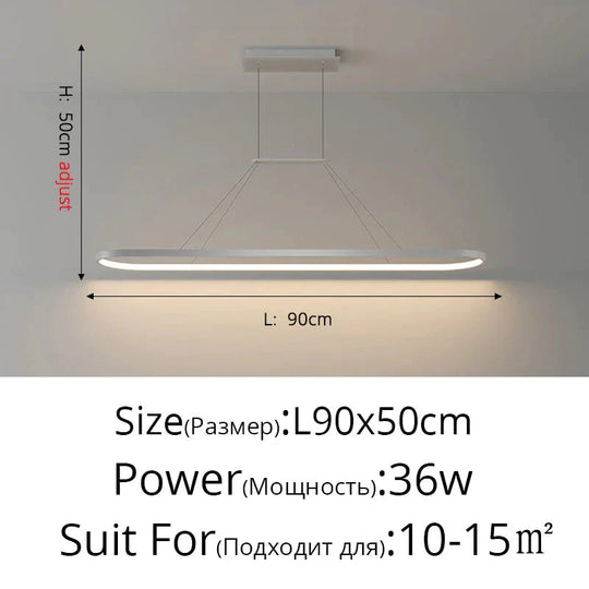 Salix V - Modern Minimalist Led Dimmable Bar Pendant Light White C 90Cm / With Remote Pendant
