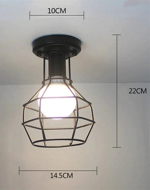 Scarlett - Vintage Industrial Iron Cage Led Ceiling Lights 17