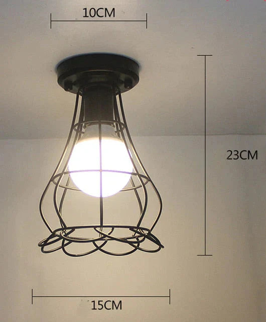 Scarlett - Vintage Industrial Iron Cage Led Ceiling Lights 23