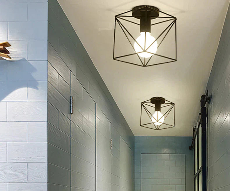 Scarlett - Vintage Industrial Iron Cage Led Ceiling Lights