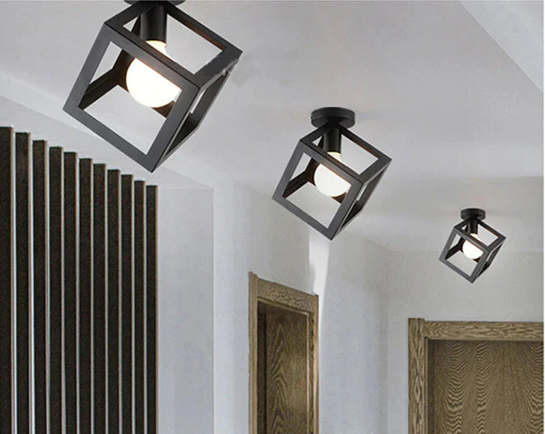 Scarlett - Vintage Industrial Iron Cage Led Ceiling Lights
