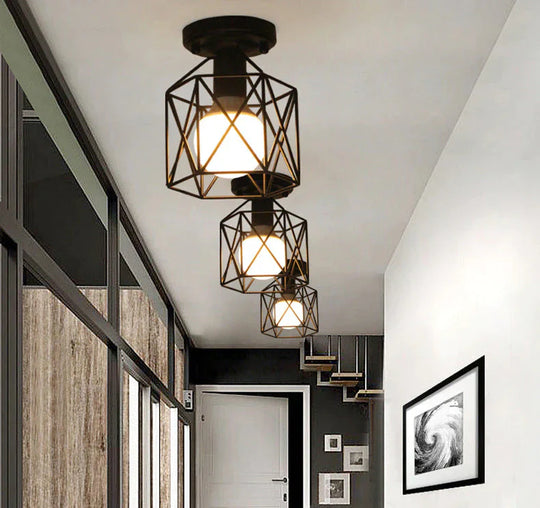 Scarlett - Vintage Industrial Iron Cage Led Ceiling Lights