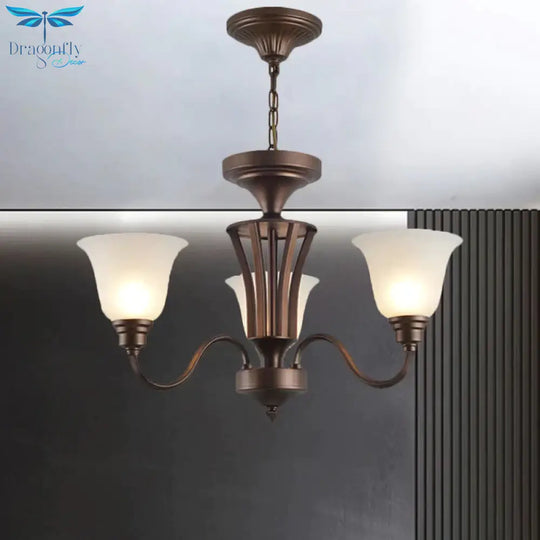 Scrolled Arm Metal Pendant Chandelier Rustic Style 3/5/6 Bulbs Guest Room Ceiling Hang Fixture In