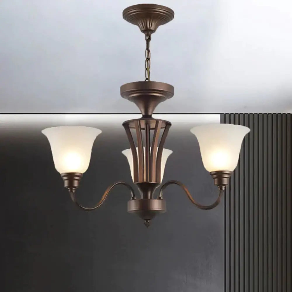 Scrolled Arm Metal Pendant Chandelier Rustic Style 3/5/6 Bulbs Guest Room Ceiling Hang Fixture In