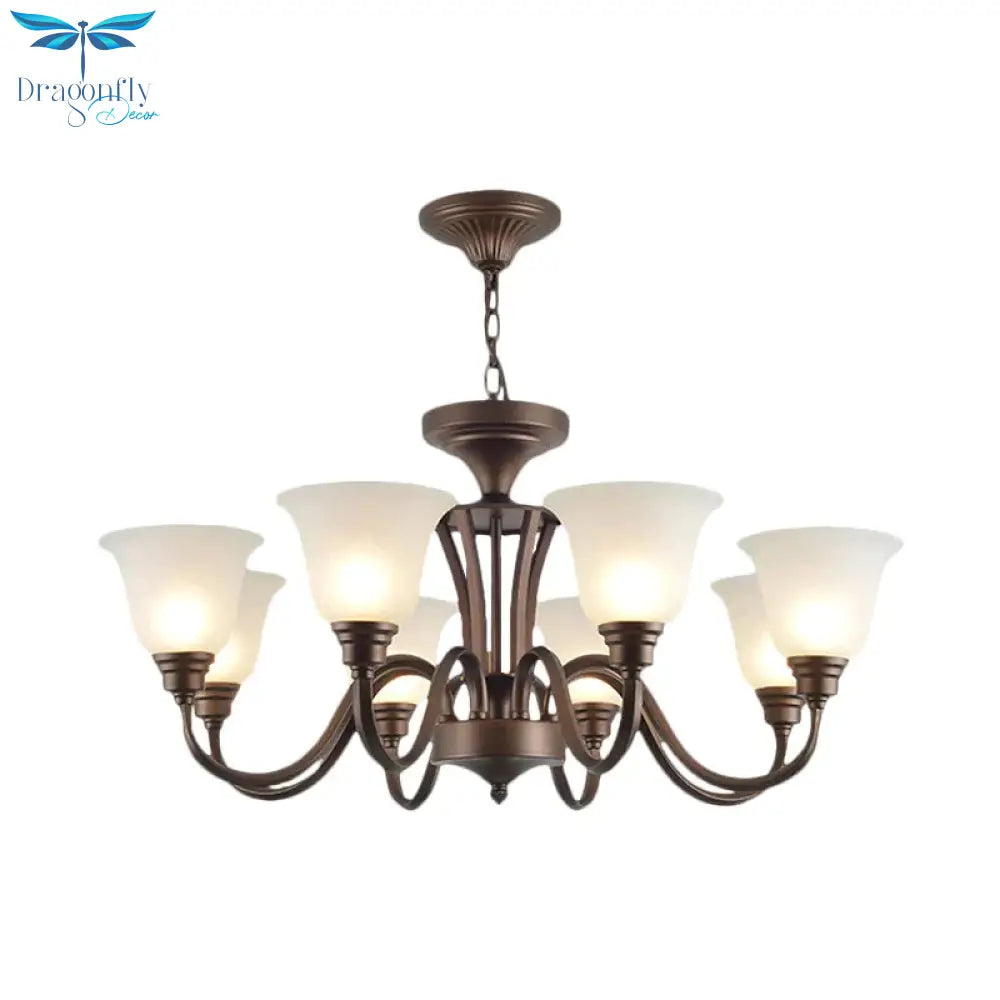 Scrolled Arm Metal Pendant Chandelier Rustic Style 3/5/6 Bulbs Guest Room Ceiling Hang Fixture In