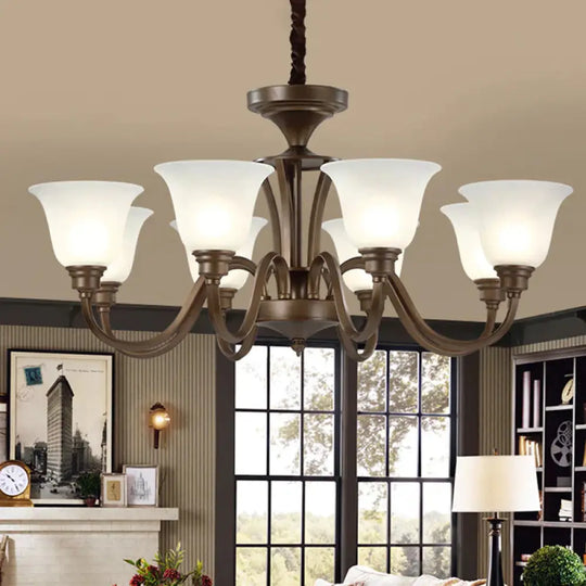 Scrolled Arm Metal Pendant Chandelier Rustic Style 3/5/6 Bulbs Guest Room Ceiling Hang Fixture In
