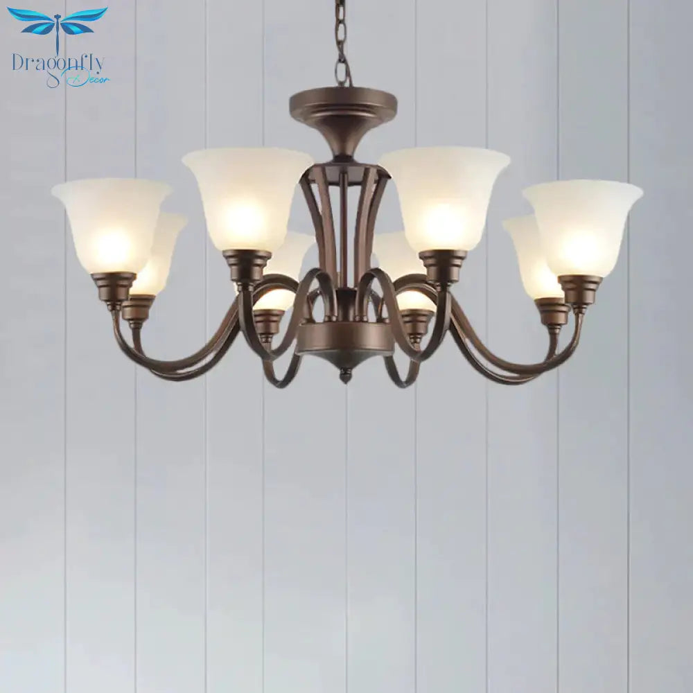 Scrolled Arm Metal Pendant Chandelier Rustic Style 3/5/6 Bulbs Guest Room Ceiling Hang Fixture In