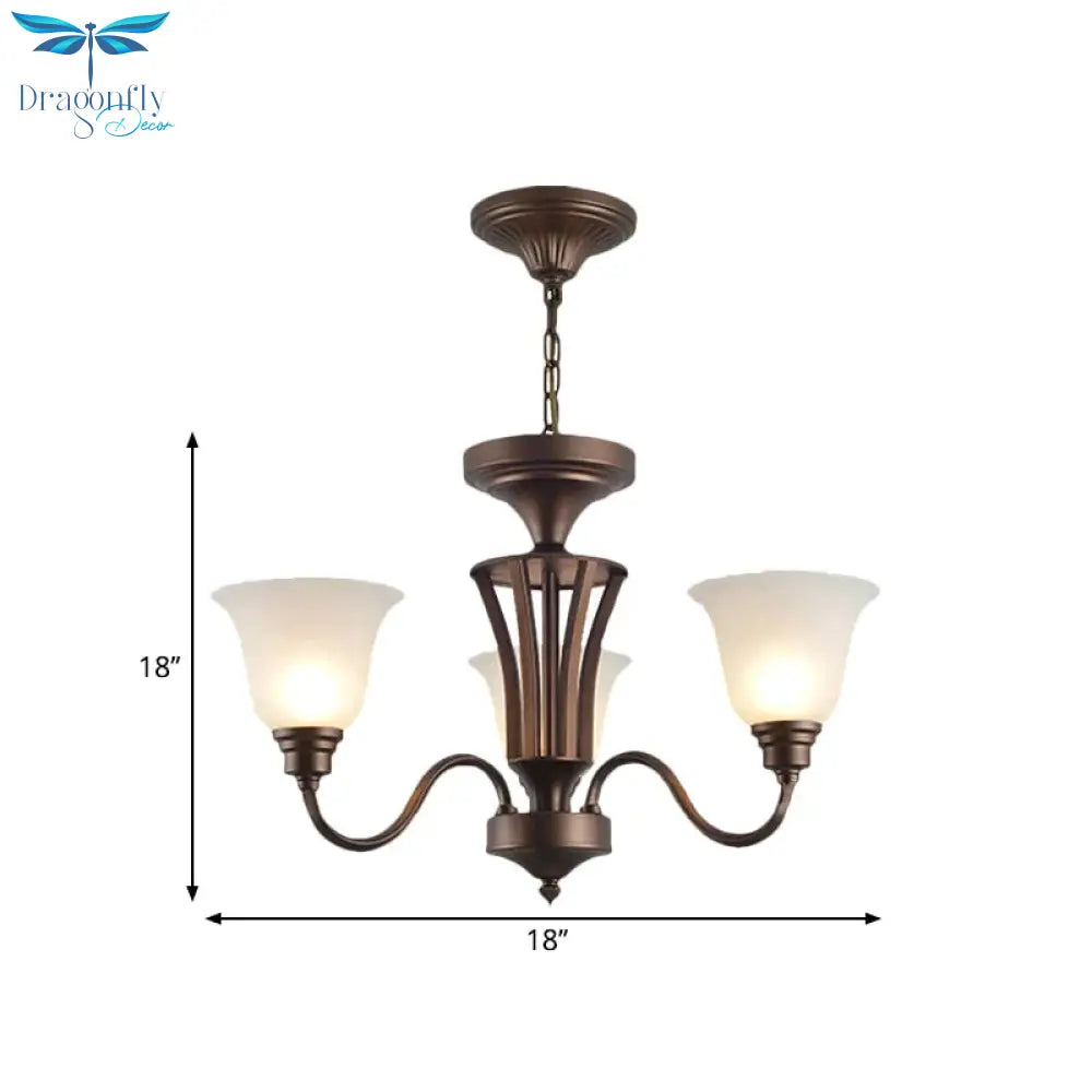 Scrolled Arm Metal Pendant Chandelier Rustic Style 3/5/6 Bulbs Guest Room Ceiling Hang Fixture In