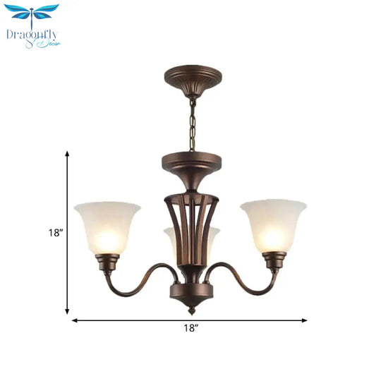 Scrolled Arm Metal Pendant Chandelier Rustic Style 3/5/6 Bulbs Guest Room Ceiling Hang Fixture In