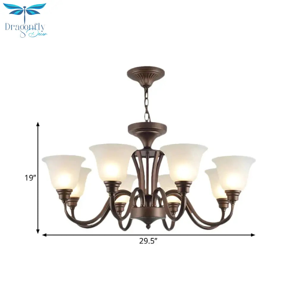 Scrolled Arm Metal Pendant Chandelier Rustic Style 3/5/6 Bulbs Guest Room Ceiling Hang Fixture In