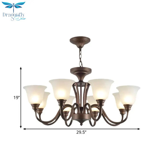 Scrolled Arm Metal Pendant Chandelier Rustic Style 3/5/6 Bulbs Guest Room Ceiling Hang Fixture In
