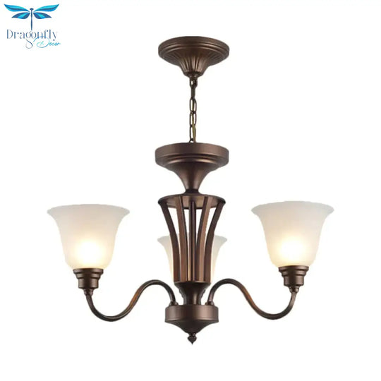 Scrolled Arm Metal Pendant Chandelier Rustic Style 3/5/6 Bulbs Guest Room Ceiling Hang Fixture In