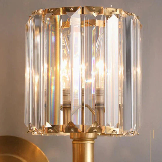 Simple Light Luxury Crystal Bedroom Copper Wall Lamp Lamps