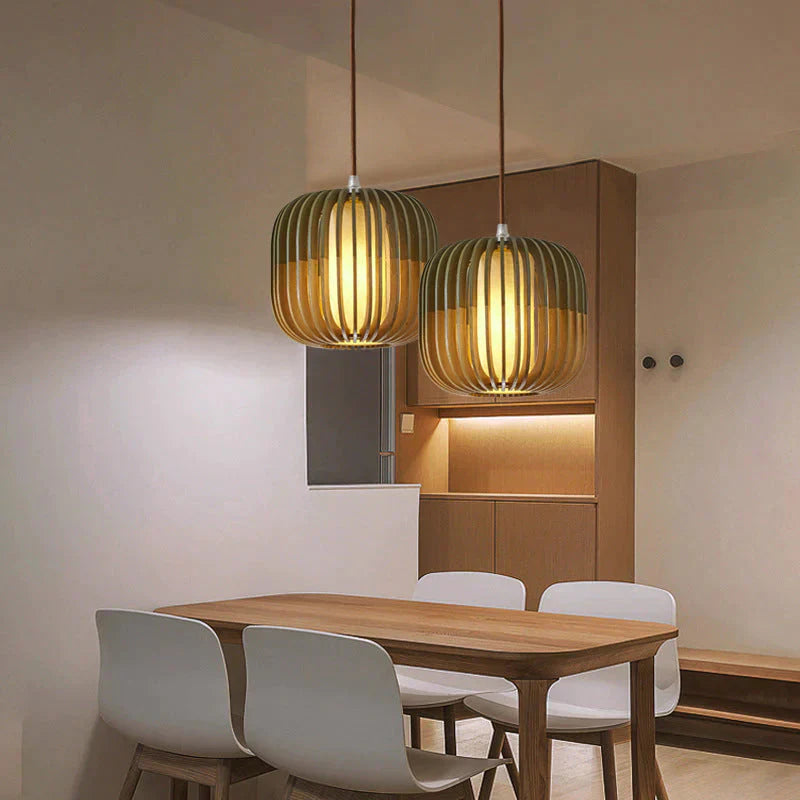 Simple Linear Lines Solid Wood Nordic Pendant
