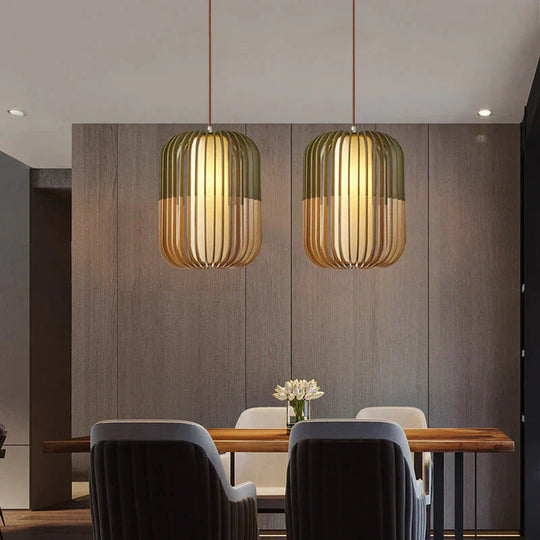 Simple Linear Lines Solid Wood Nordic Pendant