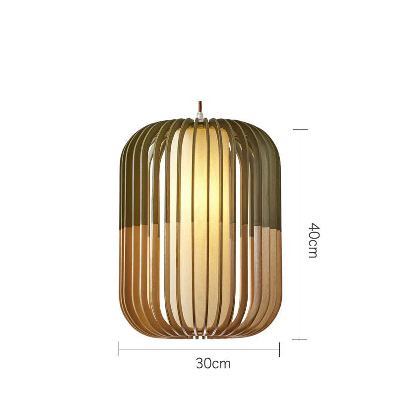 Simple Linear Lines Solid Wood Nordic Pendant 300*400Mm / No Light Source