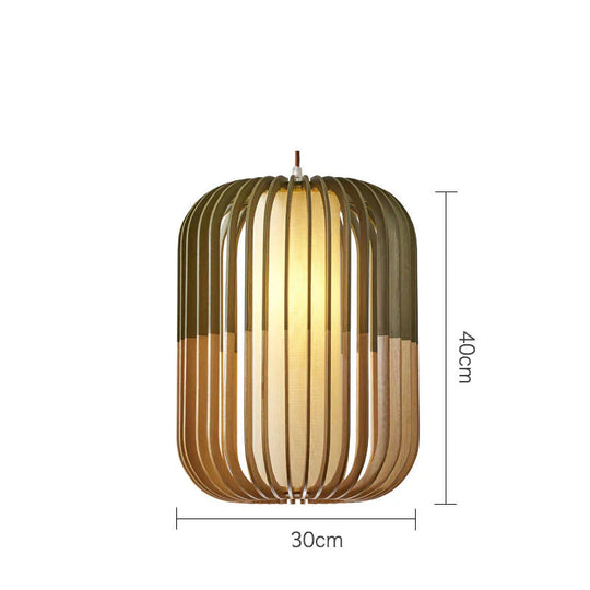 Simple Linear Lines Solid Wood Nordic Pendant 300*400Mm / No Light Source