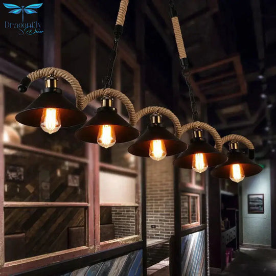 Simple Retro Led Chandelier Nordic Hemp Rope Cafe Modern Novelty American Bar Restaurant Ceiling