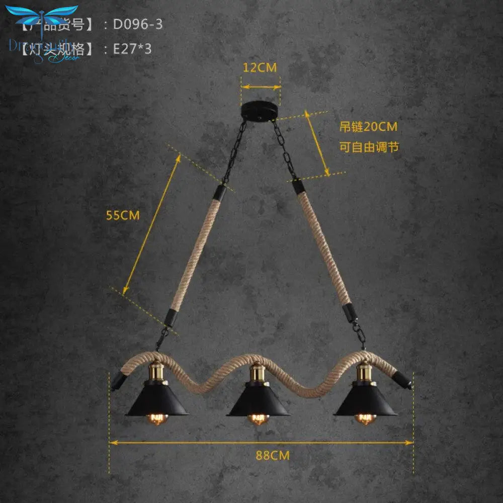 Simple Retro Led Chandelier Nordic Hemp Rope Cafe Modern Novelty American Bar Restaurant Ceiling