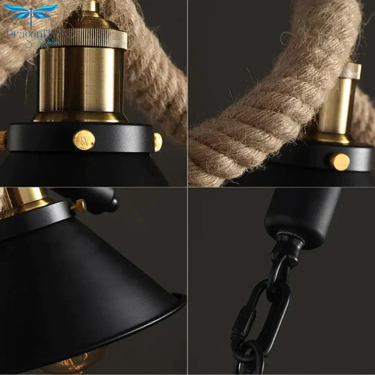 Simple Retro Led Chandelier Nordic Hemp Rope Cafe Modern Novelty American Bar Restaurant Ceiling