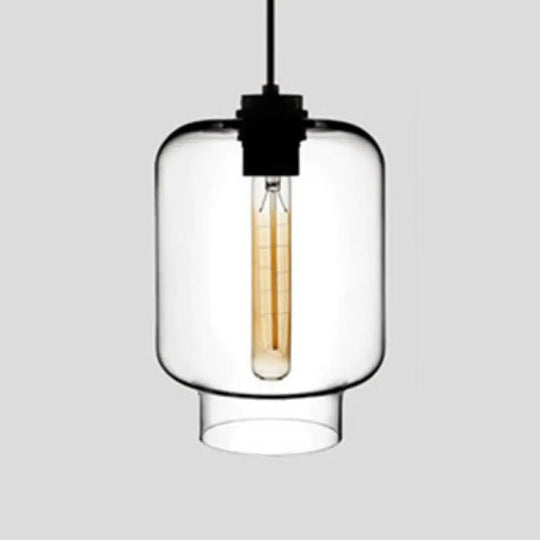 Simplicity Glass Cylindrical Hanging Lamp - 1-Light Pink/Yellow/Blue Ceiling Light Clear / D