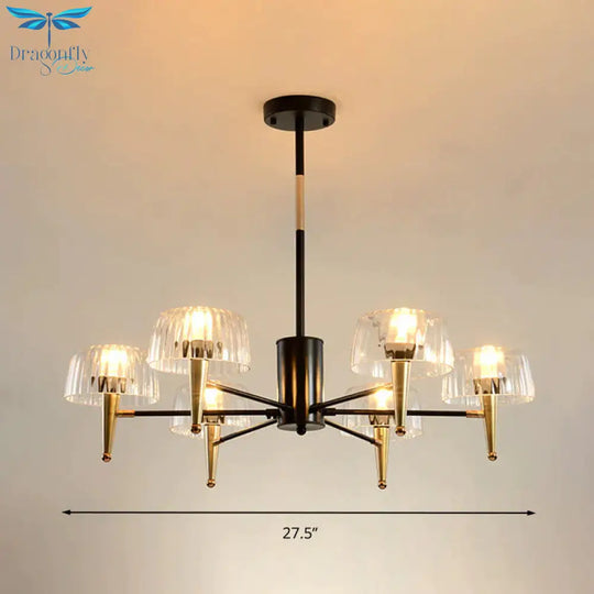 Sputnik Clear Glass Suspension Pendant Light Simple Style 3/5/6 Lights Living Room Chandelier In