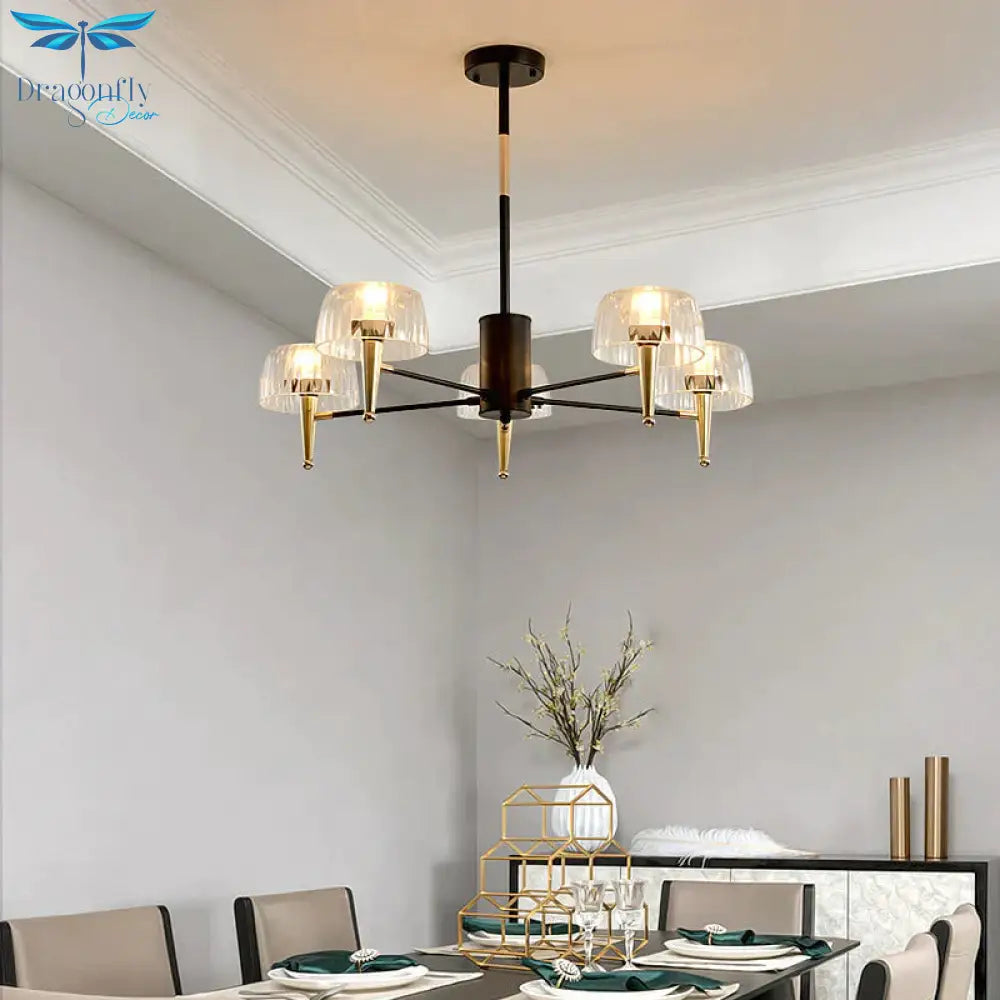 Sputnik Clear Glass Suspension Pendant Light Simple Style 3/5/6 Lights Living Room Chandelier In