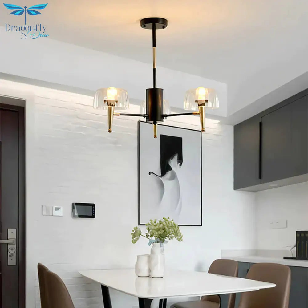 Sputnik Clear Glass Suspension Pendant Light Simple Style 3/5/6 Lights Living Room Chandelier In