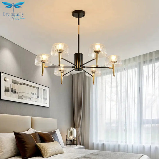 Sputnik Clear Glass Suspension Pendant Light Simple Style 3/5/6 Lights Living Room Chandelier In