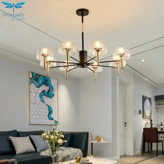 Sputnik Clear Glass Suspension Pendant Light Simple Style 3/5/6 Lights Living Room Chandelier In