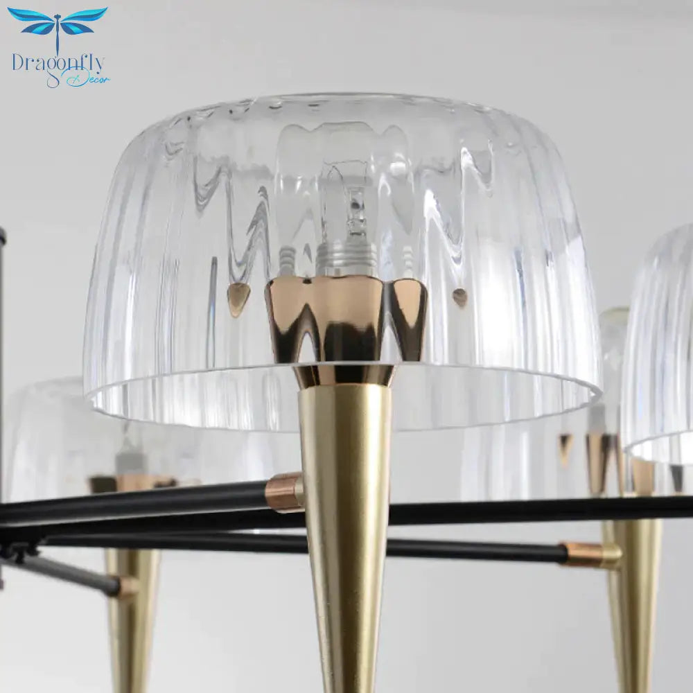 Sputnik Clear Glass Suspension Pendant Light Simple Style 3/5/6 Lights Living Room Chandelier In