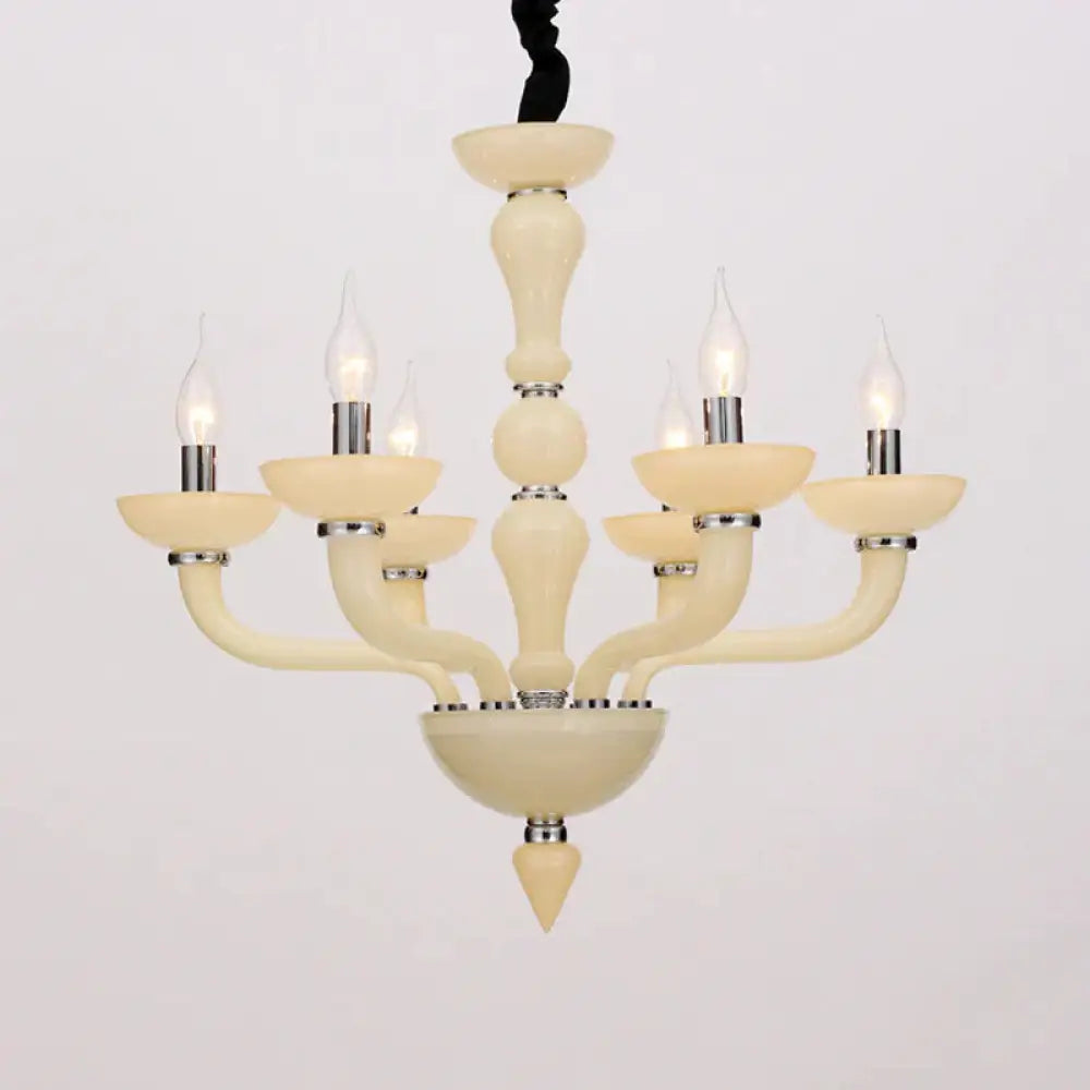 Sputnik Living Room Chandelier Lighting Antique Beige/White/Black Glass 10 Heads Chrome Hanging