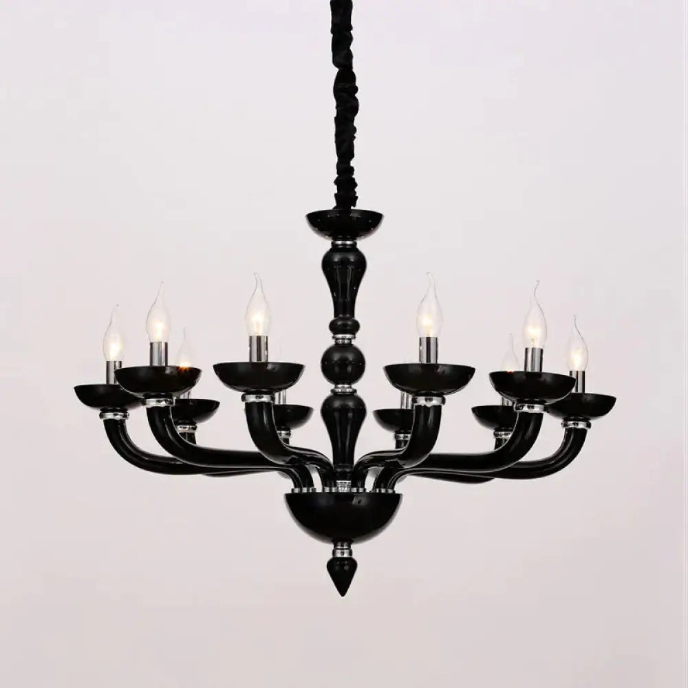 Sputnik Living Room Chandelier Lighting Antique Beige/White/Black Glass 10 Heads Chrome Hanging