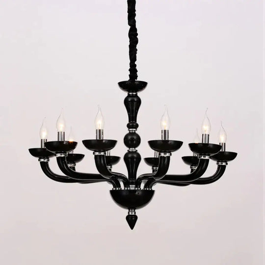Sputnik Living Room Chandelier Lighting Antique Beige/White/Black Glass 10 Heads Chrome Hanging