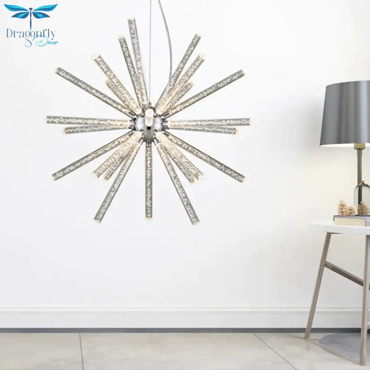 Starburst Chandelier Pendant Light Modern Crystal 12.5’/18’/28’ Wide Led Clear Hanging Ceiling